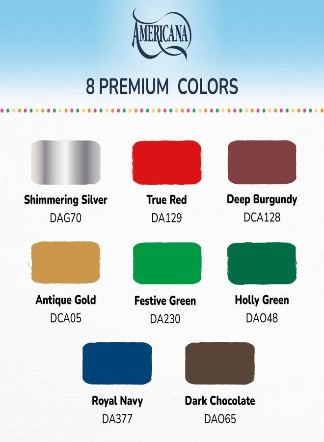 DecoArt Americana Acrylic Paint Set - Holiday Colors, 9 Bottles (2 fl oz) - Art and Craft Acrylic Paints for Canvas, Wood, and More - Image 2