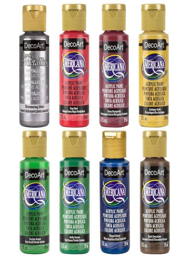 DecoArt Americana Acrylic Paint Set - Holiday Colors, 9 Bottles (2 fl oz) - Art and Craft Acrylic Paints for Canvas, Wood, and More - Image 1