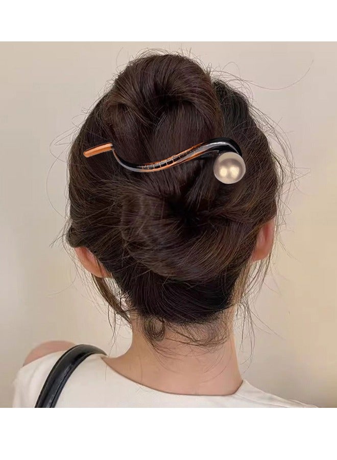 GUSGU 3Pcs Pearl Banana Hair Clips  Twist Hair Barrettes Flat Hair Claws Ponytail Holder Hairpins for Women Girls Fashion Hair Accessories  - Image 5