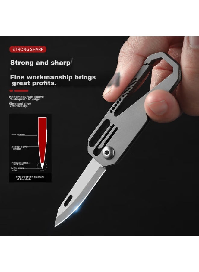 DiGallen Digalun Titanium Alloy Car Keychain With Mini Sharp Knife, Multifunctional Outdoor Portable Fruit-shaped Foldable Keyring For Men - Image 1