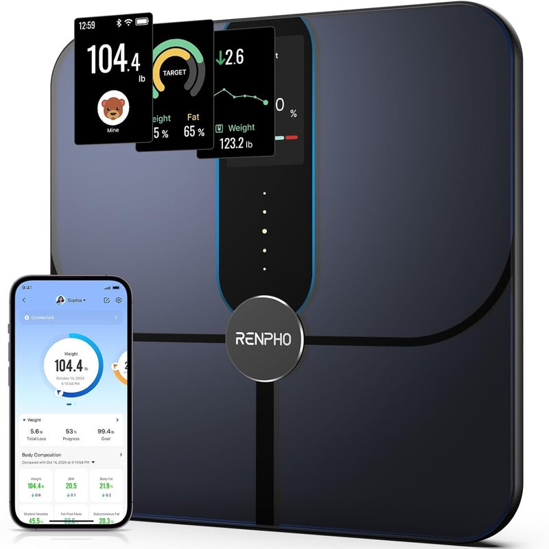 RENPHO Smart Scale for Body Weight Fat Digital Bathroom Scale with Color Display WiFi  Bluetooth Fitness Equipment for BMI Muscle Mass Composition Rechargeable Elis Nova - Image 1