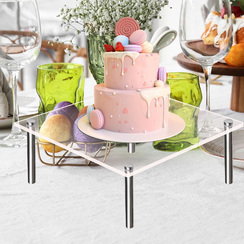 6 Pcs Party Cake Holder Desktop Cake Display Tray Transparent Cake Stand Dessert Supply - Image 4