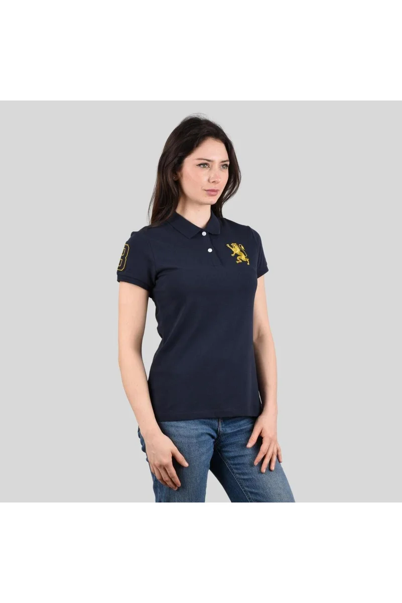 GIORDANO Women's Blue Slim Fit Polo Shirt