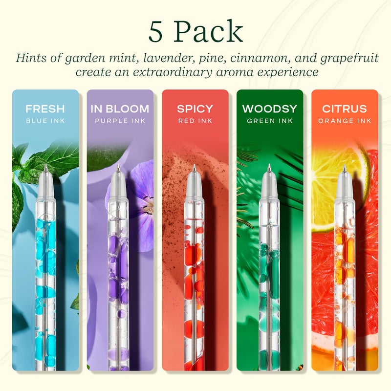 Lifelines Scented Lava Gel Pen Set, 5-Pack (Multi-Color) - 0.5mm Colored Gel Pens Infused with Scented Essential Oil Blends & Mesmerizing Lava - School Supplies for College Kids & Adults - Image 4