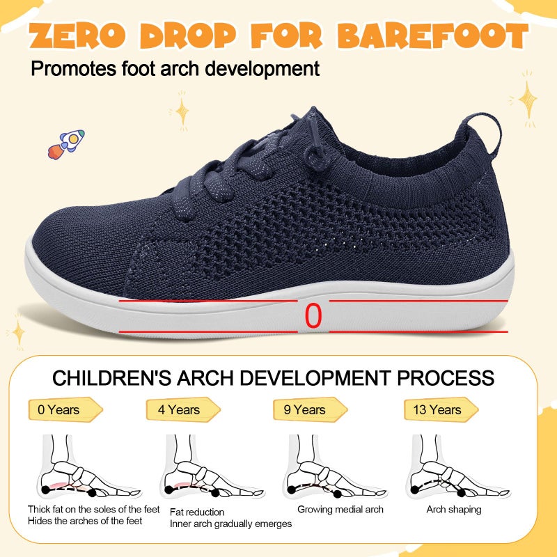 LeIsfIt Toddler Shoes Girls Boys Wide Shoes Kids Zero Drop Minimalist Sneakers Barefoot Slip on Tennis Sneakers Navy 12.5 Little Kid - Image 4