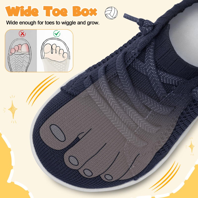 LeIsfIt Toddler Shoes Girls Boys Wide Shoes Kids Zero Drop Minimalist Sneakers Barefoot Slip on Tennis Sneakers Navy 12.5 Little Kid - Image 3