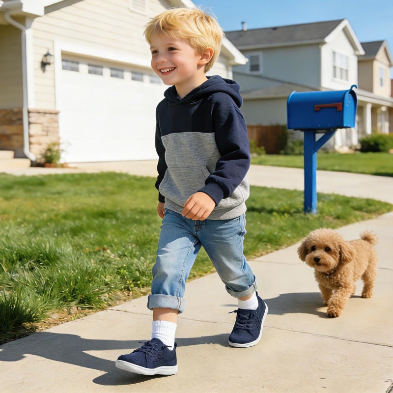 LeIsfIt Toddler Shoes Girls Boys Wide Shoes Kids Zero Drop Minimalist Sneakers Barefoot Slip on Tennis Sneakers Navy 12.5 Little Kid - Image 2