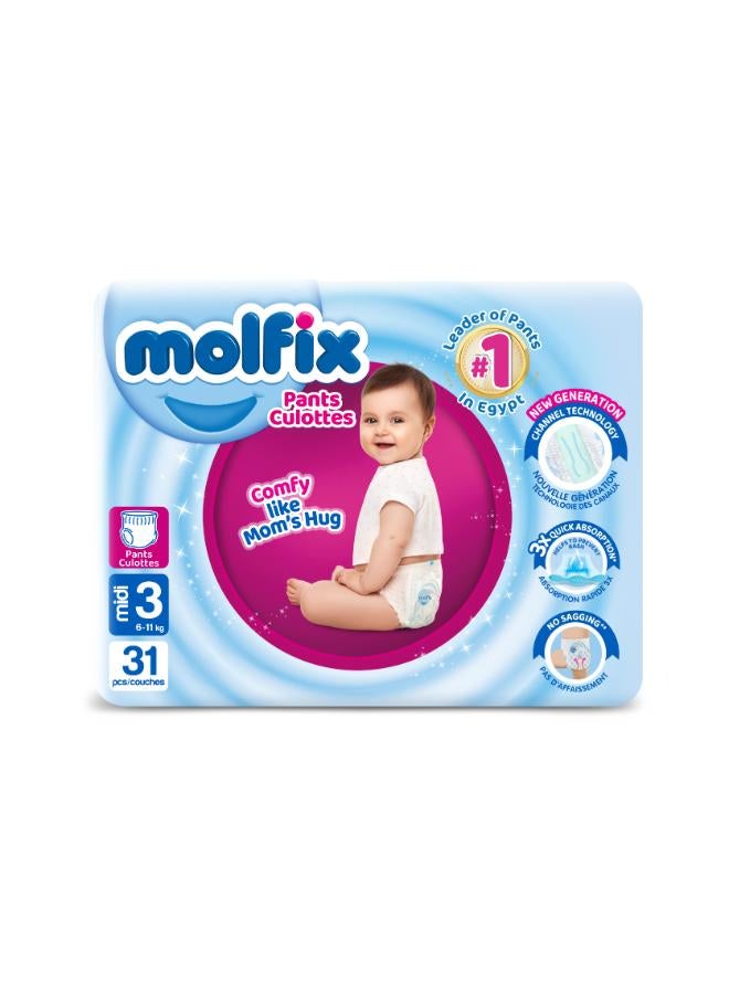 مولفيكس عبوة مزدوجة من 31 حفاضة متوسطة الحجم - مقاس 3 - Image 1