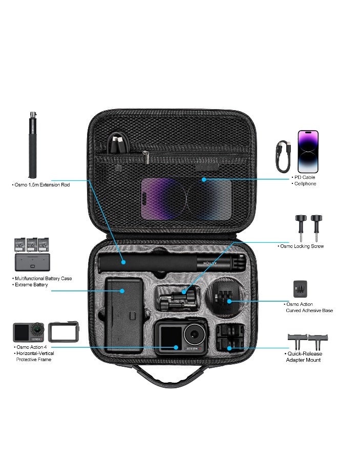 Carrying Case for Osmo Action 3, for DJI Osmo Action 3/Action 4 Camera Accessories Hard Shell Bag Travel Case Compatible with DJI Action 3/Action 4 Adventure Combo - Image 2