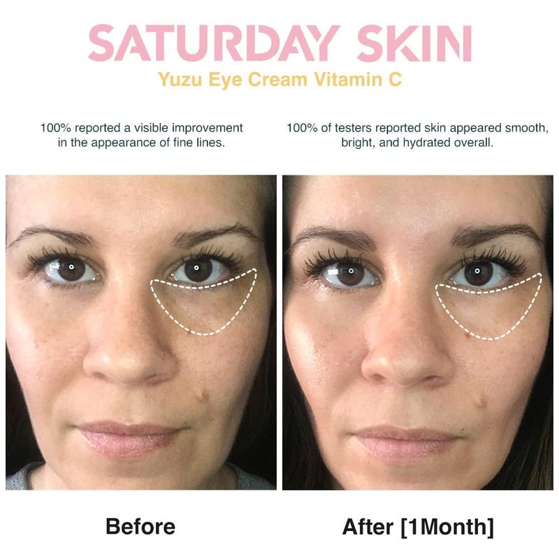 Saturday Skin Yuzu Eye Balm Vitamin C Wide lluminating Under Tight Eye Cream Korean Niacinamide Caffeine for Wrinkles Puffy Eyes Dark Circles Moisturizing Hydrates Anti Aging for Women (15ml) - Image 5