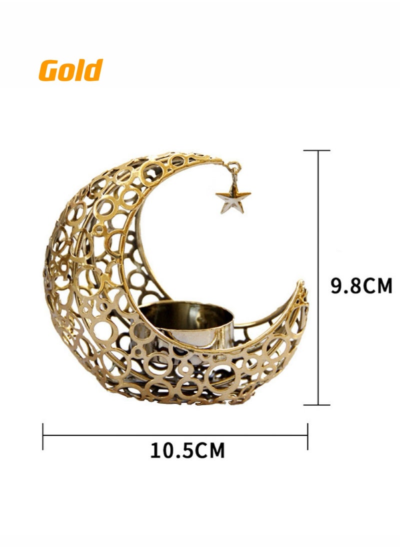 Oasis Casa Ramadan Lanterns Candle Holder, Home Decor Incense Holder, Moon Shape Openwork Eid Decoration, Modern Arab Decorative Tealight Holder for Wedding, Kitchen, Table Centerpiece, Festivals, Massage Studio  - Image 5