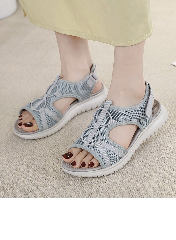 Loquat Women's Casual Sports Thick Soled Sandals Platform Shoes Grey - Image 2