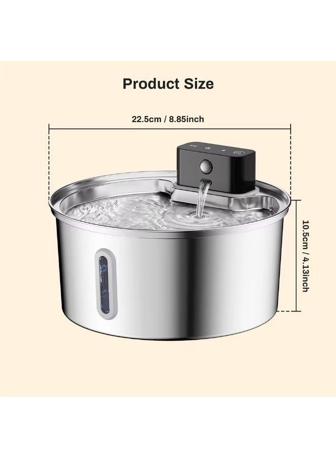 وحدة تغذية مياه ذكية لاسلكية للحيوانات الأليفة، سعة 3.2 لتر/108 أونصة، مصنوعة من الفولاذ المقاوم للصدأ، نافورة مياه داخلية للقطط مع مضخة لاسلكية - Image 2