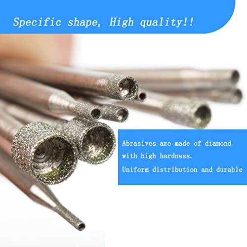 Luo ke 10 Pcs Hollow Cup Diamond Burr - 3/32'' Shank Diamond Mounted Stone Carving Sets for Rotary Tools Includes Dremel - Image 4