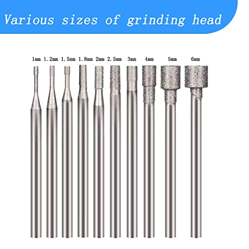 Luo ke 10 Pcs Hollow Cup Diamond Burr - 3/32'' Shank Diamond Mounted Stone Carving Sets for Rotary Tools Includes Dremel - Image 2