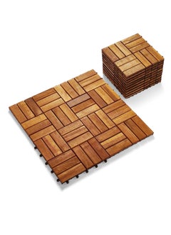 HOME TASTE 10 Pcs Premium Waterproof Wooden Deck Tiles - Easy Click Installation for Balconies, Gardens, and More! Transform Your Space with Durable Hardwood Flooring Squares  - Image 1
