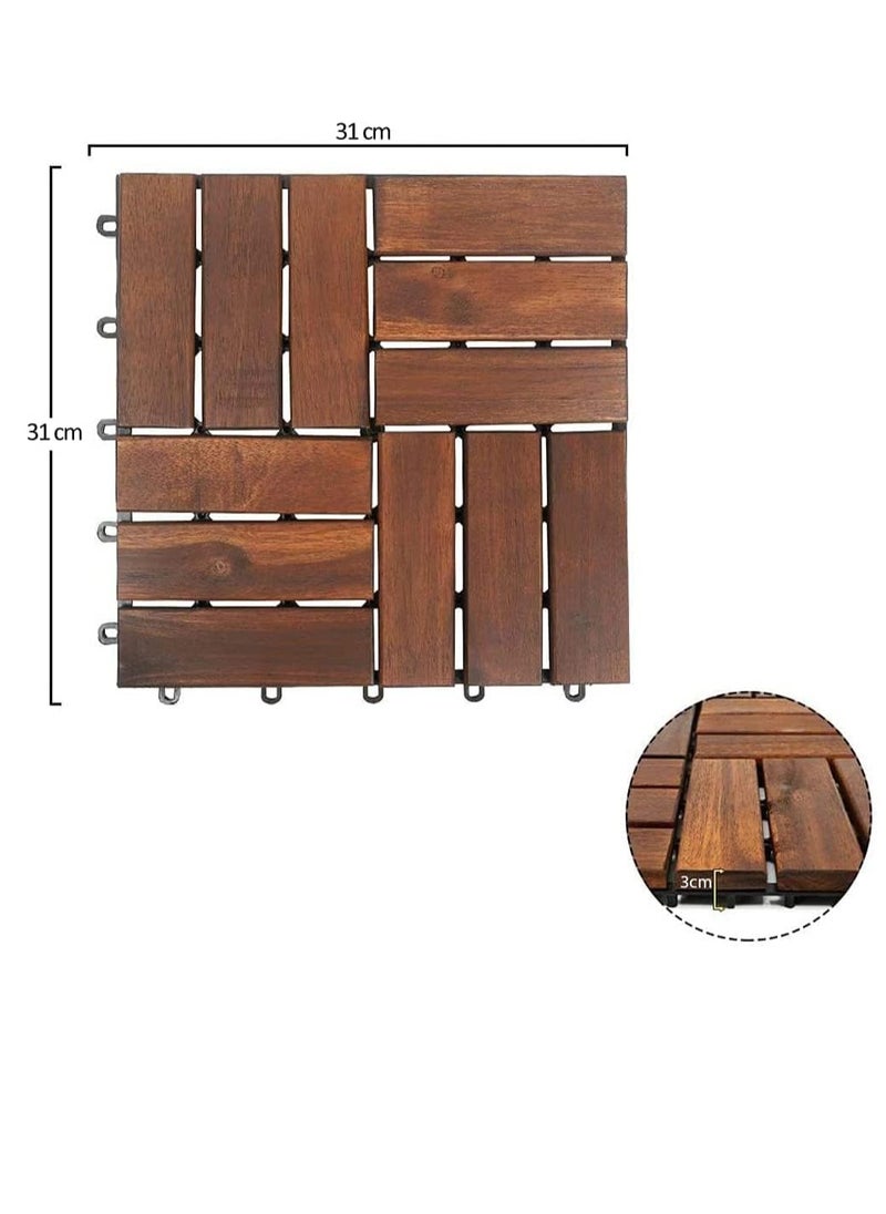 HOME TASTE - 10 Pcs Premium Waterproof Wooden Deck Tiles - Easy Click Installation for Balconies, Gardens, and More! Transform Your Space with Durable Hardwood Flooring Squares - Image 1