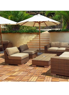 HOME TASTE 10 Pcs Premium Waterproof Wooden Deck Tiles - Easy Click Installation for Balconies, Gardens, and More! Transform Your Space with Durable Hardwood Flooring Squares  - Image 3