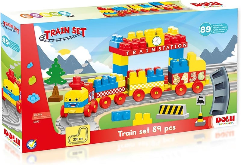 Dolu Train Set 89 PCS with Tracks and Wheels , for Ages 18+ Months Old - Image 1