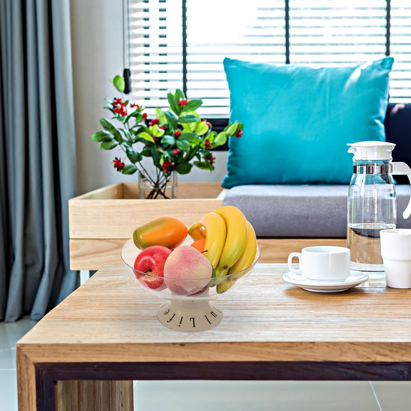 Elevated Plastic Fruit Bowl with Drain Tray for Dining Table and Living Room Decor - Image 5