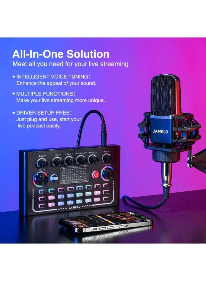 MUNTAQI F009 Live Broadcast Sound Card – Wireless Bluetooth Audio Mixer for Streaming, Gaming, Podcast, Karaoke – Portable Professional Sound Effects Mixer with Voice Changer, Noise Reduction, and Dual Device Connection - Image 4