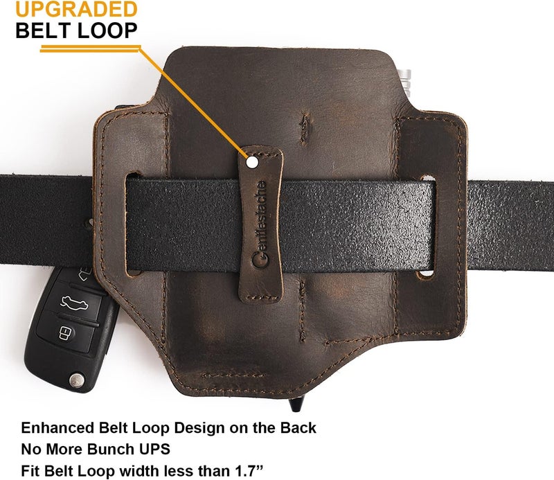 Gentlestache Multitool Belt Sheath, EDC Leather Belt Organizer, Belt Holder with Multitool Pouch, Flashlight Holder, Pen Holder and Keychain Clip, Practical EDC Belt Pouch for Men - Image 4