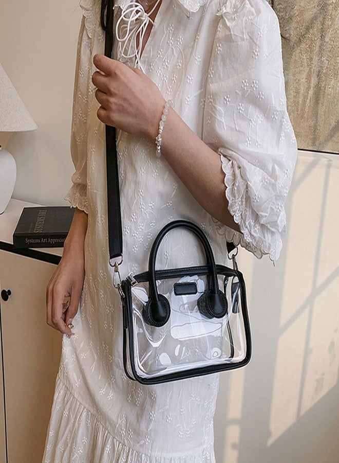 WREWING Clear Bag for Stadium Approved PVC Handbag for Women Small Crossbody Purse Shoulder Bag for Events Concerts Travel Daily (Black) - Image 4