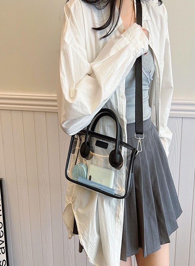 WREWING Clear Bag for Stadium Approved PVC Handbag for Women Small Crossbody Purse Shoulder Bag for Events Concerts Travel Daily (Black) - Image 5
