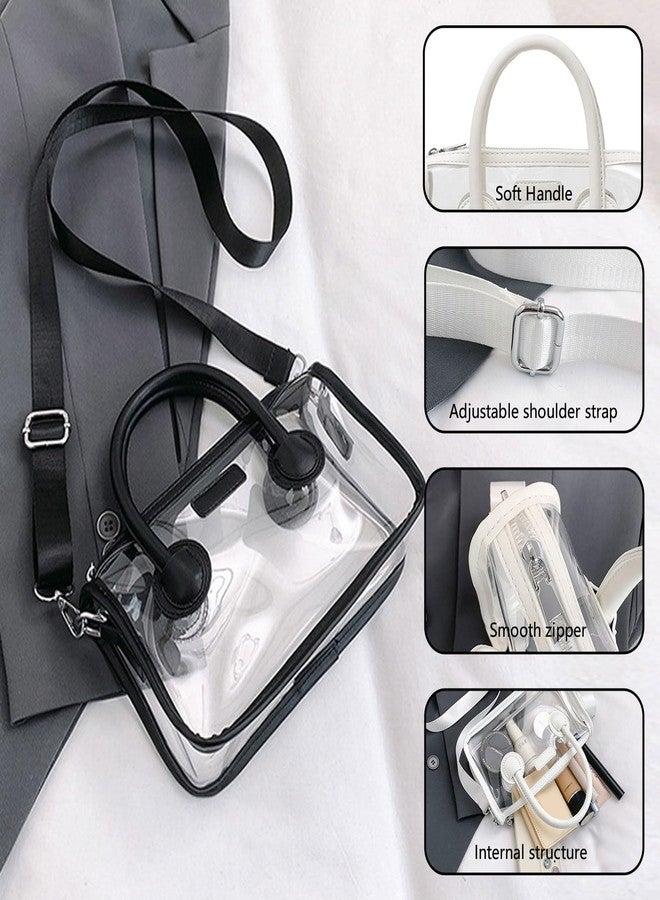 WREWING Clear Bag for Stadium Approved PVC Handbag for Women Small Crossbody Purse Shoulder Bag for Events Concerts Travel Daily (Black) - Image 3