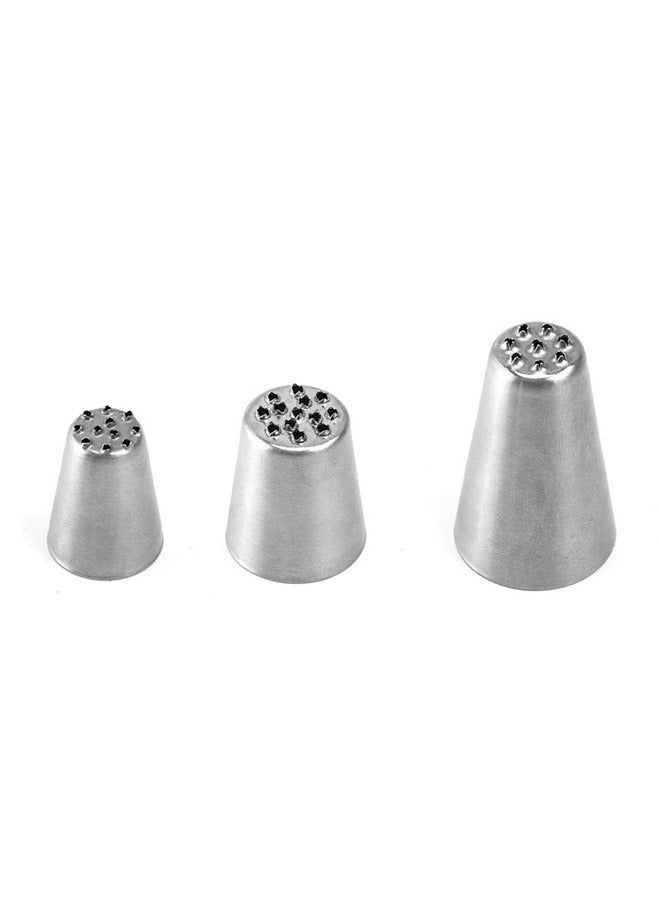 3-Piece Cake Grass Cream Decoration Tips Set Silver, Grass Icing Nozzles Set, Cake Decorating Tips For Baking Decorating  - Image 1