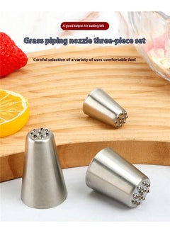 Generic 3-Piece Cake Grass Cream Decoration Tips Set Silver, Grass Icing Nozzles Set, Cake Decorating Tips For Baking Decorating  - Image 3