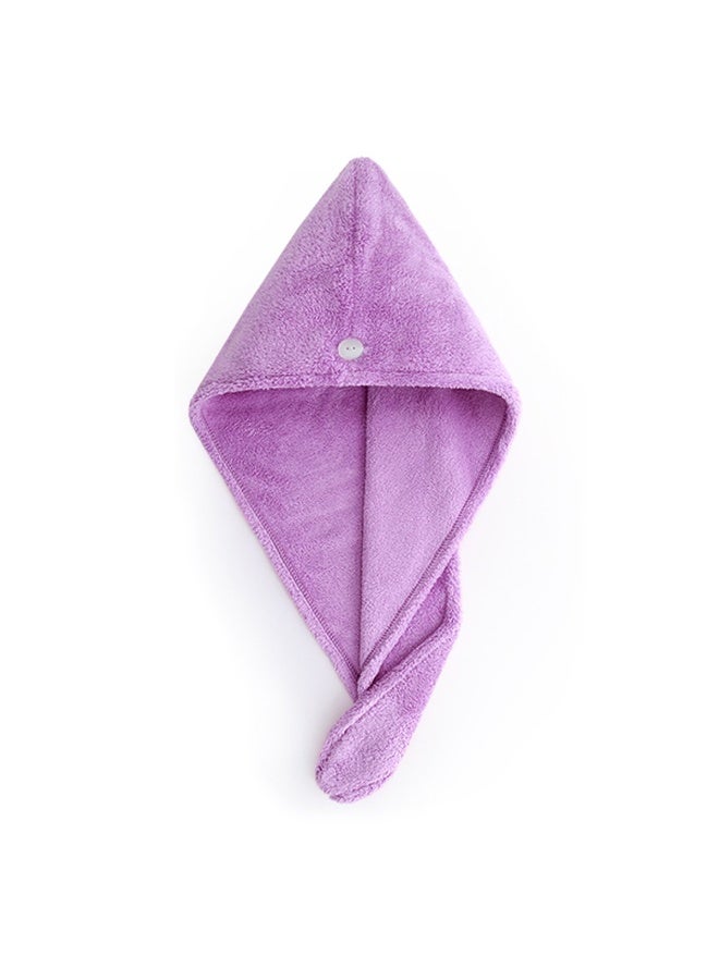 Microfiber Hair Drying Towel Wrap, Super Absorbent Twist Turban Fast Dry Hair Caps with Buttons Bath Loop Fasten Salon Dry Hair Hat (Purple) - Image 1