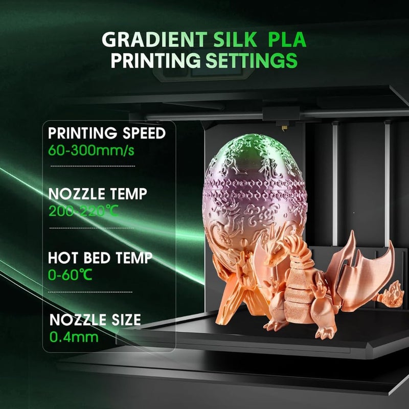 Protomont TECHNOLOGIES خيوط فيلامونت PLA الحريرية 1.75 مم، خيوط طابعة ثلاثية الأبعاد، خيوط حريرية لامعة 1.75 PLA، 1 كجم (2.2 رطل) / بكرة (حرير ماكرون قوس قزح) - Image 4