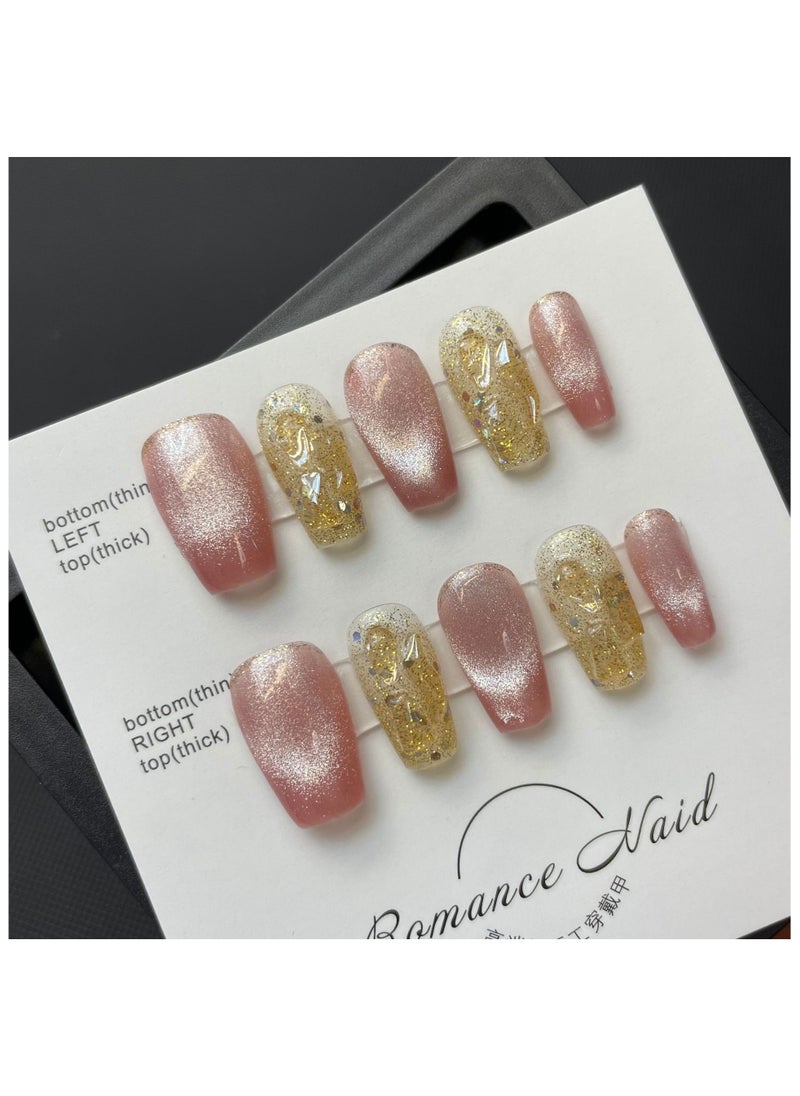 Binzo Beauty - Binzo Beauty Handmade Press On Nails, 10pcs, Nails Art , Acrylic Nails, False Nails, Luxury Collection, Luxury Nails Arts, New Accessories， Wedding Nails，Party Nails. - Image 1
