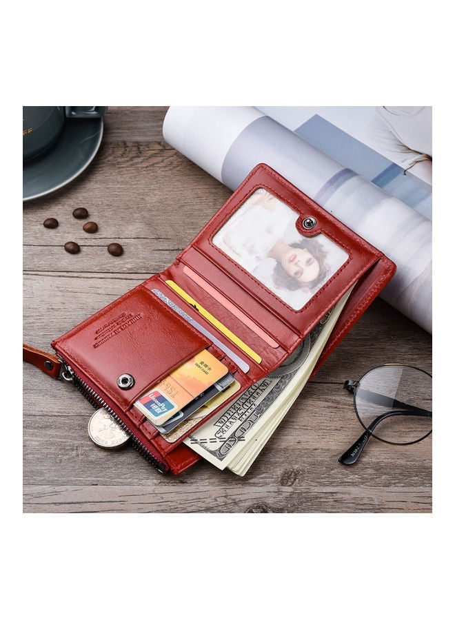 NIBEMINENT Zipper Detail Leather Wallet Red  - Image 1