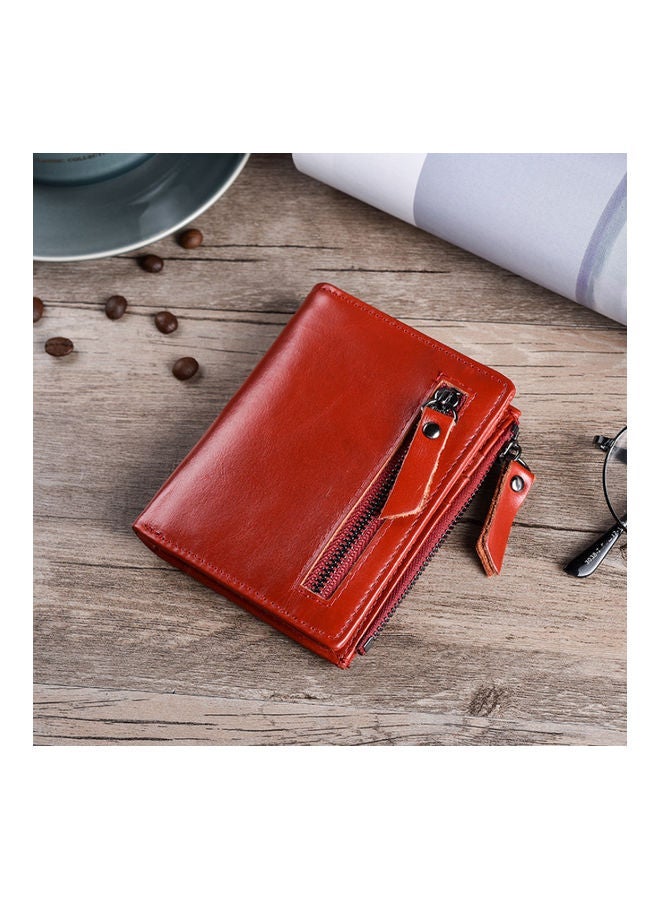 NIBEMINENT Zipper Detail Leather Wallet Red  - Image 5