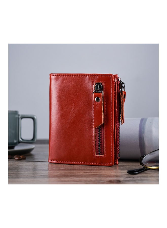 NIBEMINENT Zipper Detail Leather Wallet Red  - Image 3