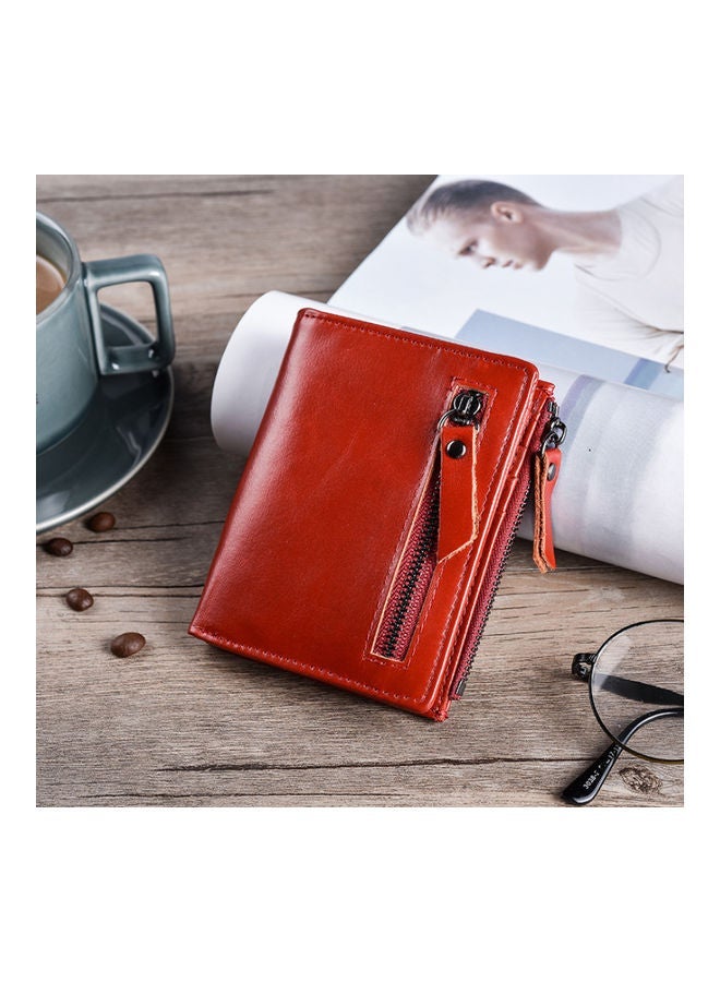 NIBEMINENT Zipper Detail Leather Wallet Red  - Image 4