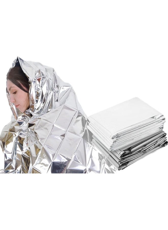 JAJALIN Emergency Blanket, Thermal Blanket, Outdoor Hiking Camping Survival Blanket, Silver Sun Protection, Pet Multi-Purpose Aluminum Foil Thermal Emergency Blanket - Image 1