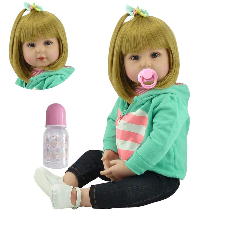 iCradle Lovely Reborn Baby Girl Doll 18 inch 45 cm Soft Silicone Realistic Looking Newborn Vinyl Dolls Handmade Toddler Toy for Ages 3+ - Image 1