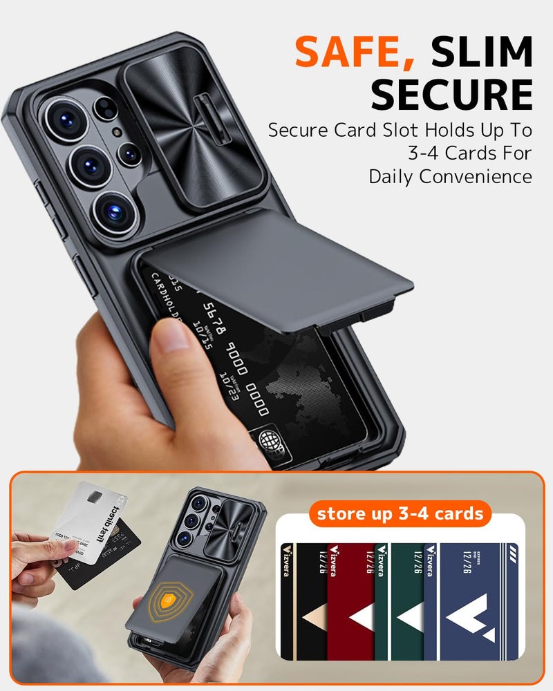 NINKI Wallet for Samsung Galaxy S26 Ultra Case with Card Holder & Kickstand, [Slide Camera Lens Cover] Rugged Shockproof Hard Thin Protector for Galaxy S26 Ultra Cover for Samsung S26 Ultra Case Black - Image 2