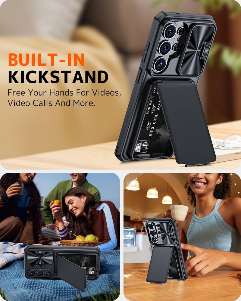NINKI Wallet for Samsung Galaxy S26 Ultra Case with Card Holder & Kickstand, [Slide Camera Lens Cover] Rugged Shockproof Hard Thin Protector for Galaxy S26 Ultra Cover for Samsung S26 Ultra Case Black - Image 4