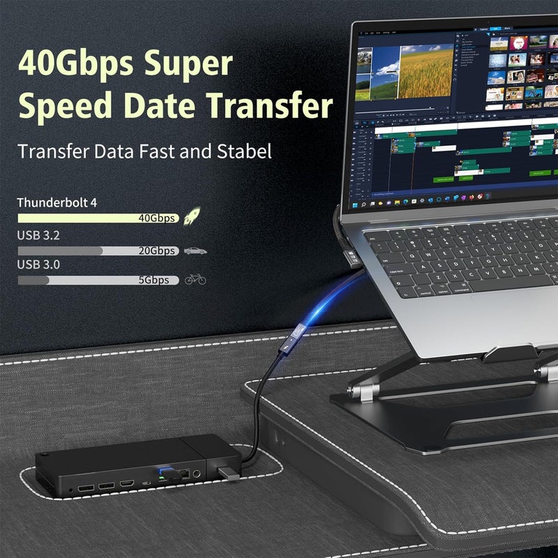 CableDeconn USB4 8K Cable 0.5M Thunderbolt 4 USB 4 Type-c Male Bend to Female Extension Cable Ultra HD 8K@60Hz 100W Charging 40Gbps Data Transfer Compatible with External SSD eGPU - Image 2