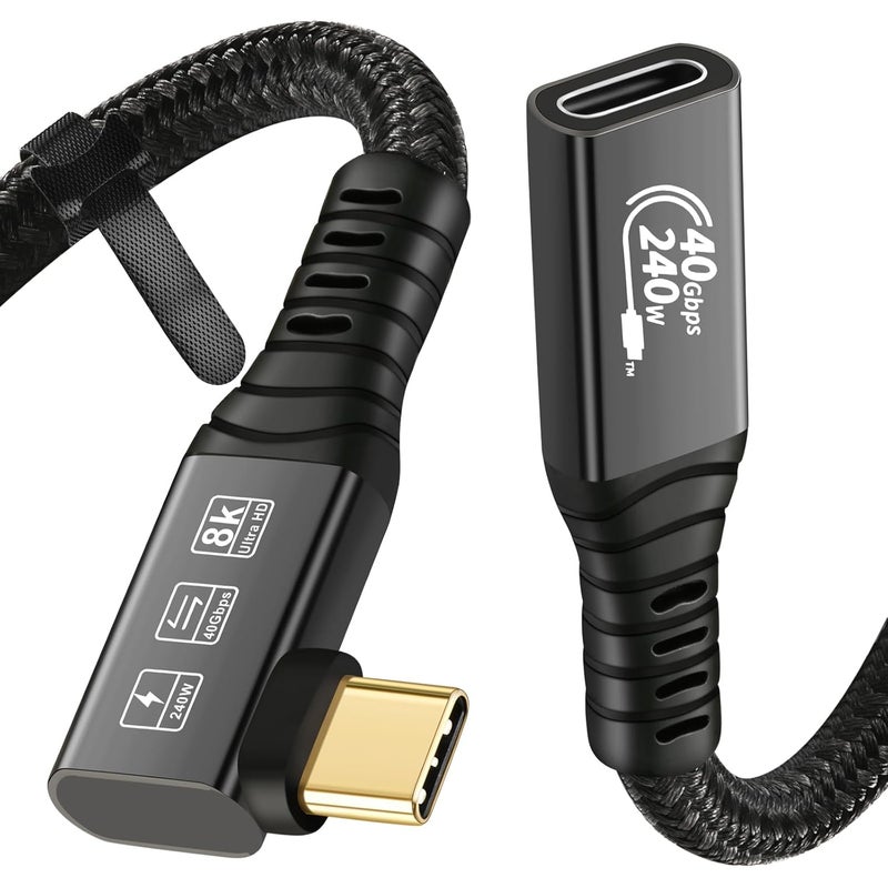 CableDeconn USB4 8K Cable 0.5M Thunderbolt 4 USB 4 Type-c Male Bend to Female Extension Cable Ultra HD 8K@60Hz 100W Charging 40Gbps Data Transfer Compatible with External SSD eGPU - Image 1