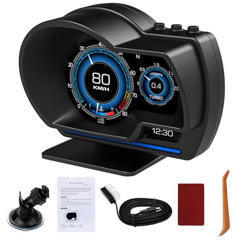 MAIMEIMI OBD2 Head Up Display for Car, HUD Speedometer for Car with OBD2 GPS Digital Speedometer Dual System Car Speedometer MPH with Water TEM, Volt, Mileage, Overspeed & Fatigue Driving Alarm, RPM - Image 1