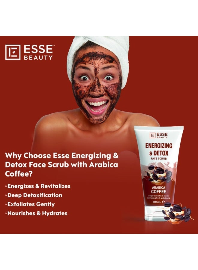 ESSE Beauty Energizing & Detox Face Scrub with Arabica Coffee 150ml — Gentle Exfoliating Facial Scrub for Deep Cleansing, Detox & Glowing Skin, 5.07 fl oz - Image 2