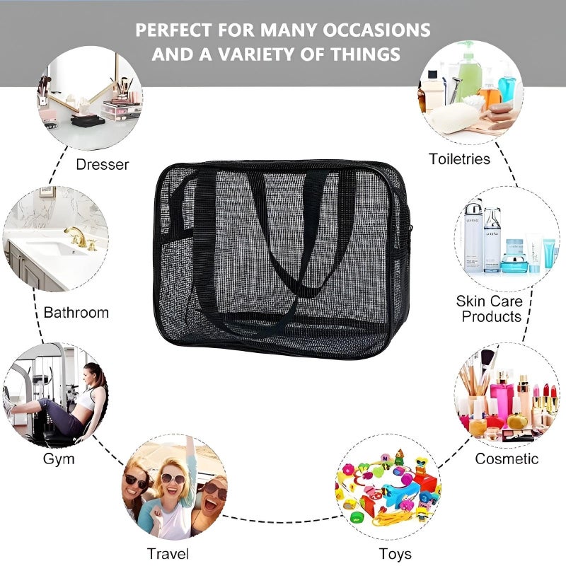 Travel Shower Caddy - Quick Dry Net Bag for Gym Dorm Bathroom Essentials Organizes Shampoo Conditioner Soap Perfect for Students Two Sizes 30x20 26x15 Cm,color random (size-small) - Image 3