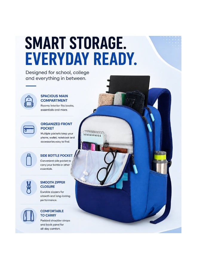 AMERICAN TOURISTER Quad 2.0 Backpack, 31.5L Capacity, Polyester, Blue|Fits 15.6" Laptop|Bottle Holder|Ergo Back & Shoulder|Front Pocket - 1 Year International Warranty - Image 5