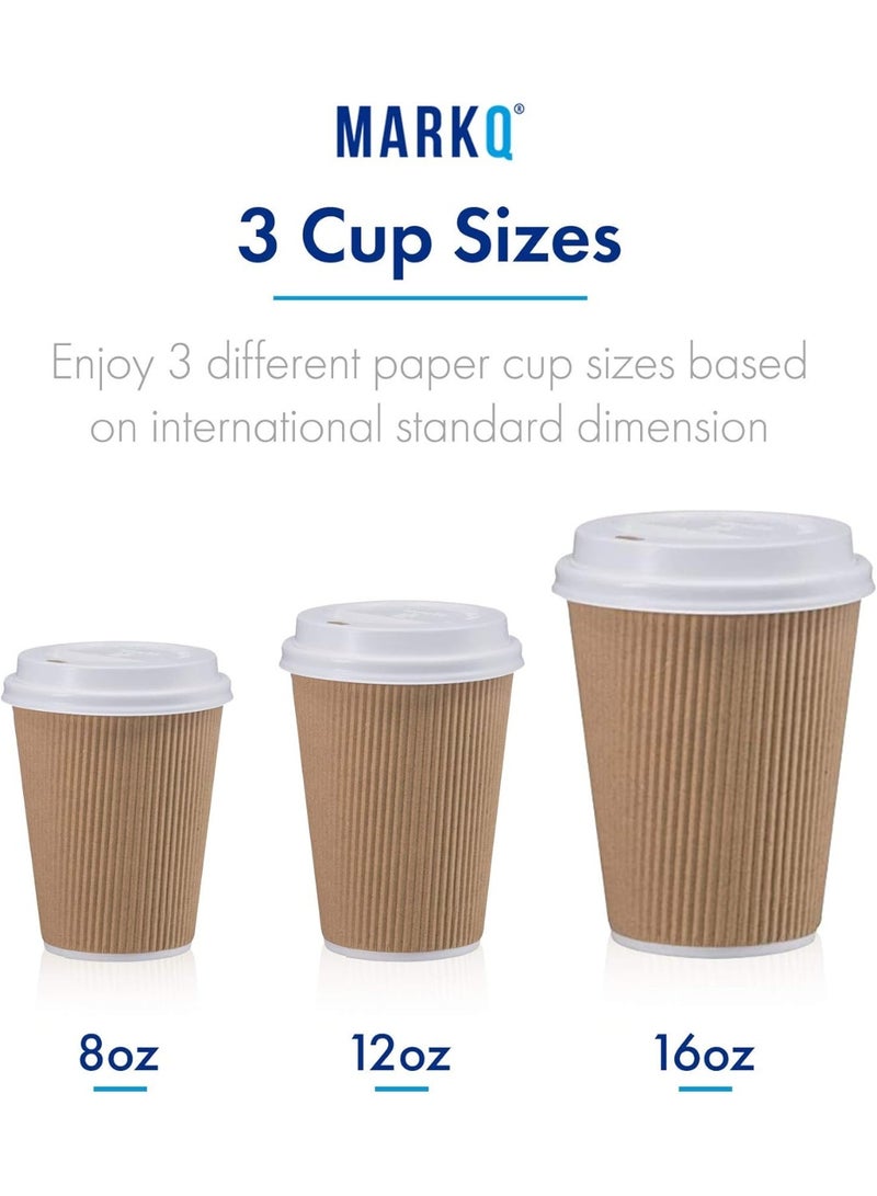 Insulated coffee cups with a wavy design, disposable, brown - wavy paper cups for hot drinks [50 sets] 12 oz. - Image 4