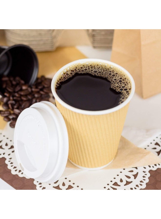 Insulated coffee cups with a wavy design, disposable, brown - wavy paper cups for hot drinks [50 sets] 12 oz. - Image 2